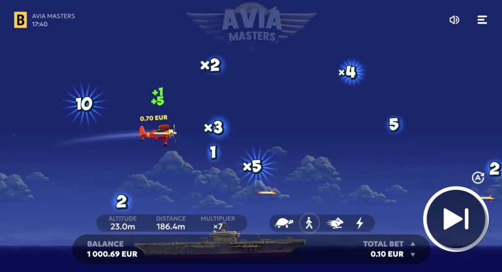 Avia Masters Gameplay-Screenshot: Flugzeug sammelt Multiplikator 2