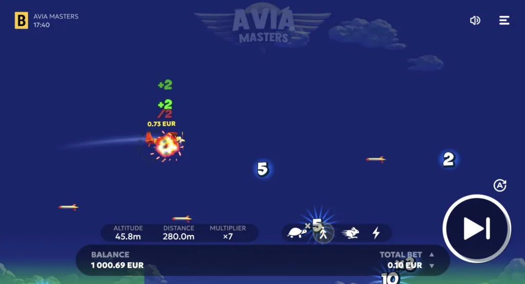 Avia Masters Gameplay-Screenshot: Flugzeug stürzt ab